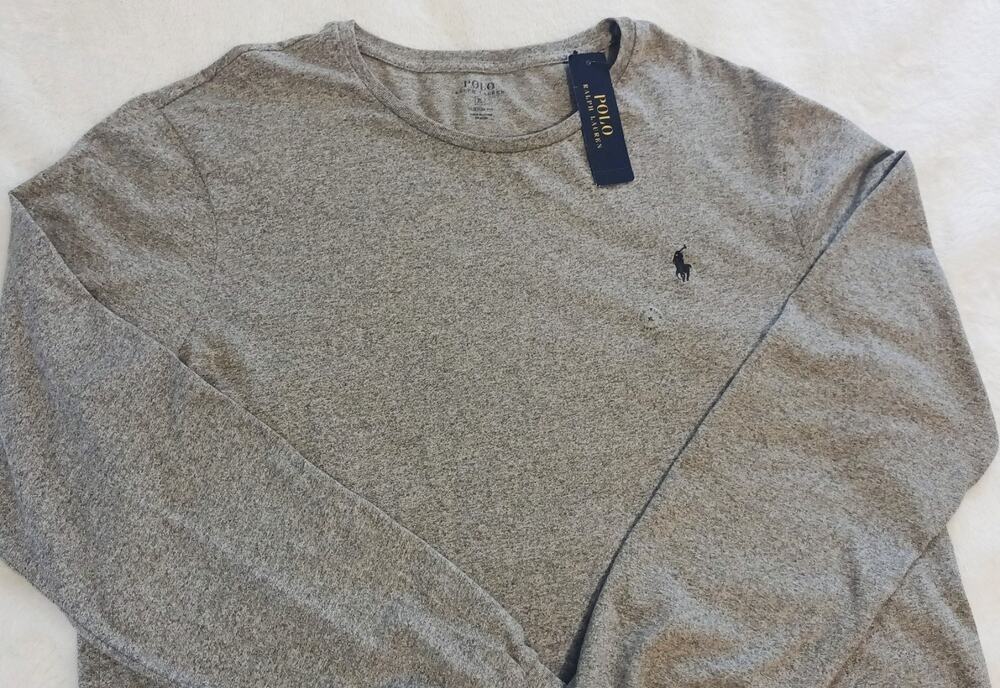NWT Polo Ralph Lauren Long Sleeve T-Shirt Mens XL Grey Dark Vintage